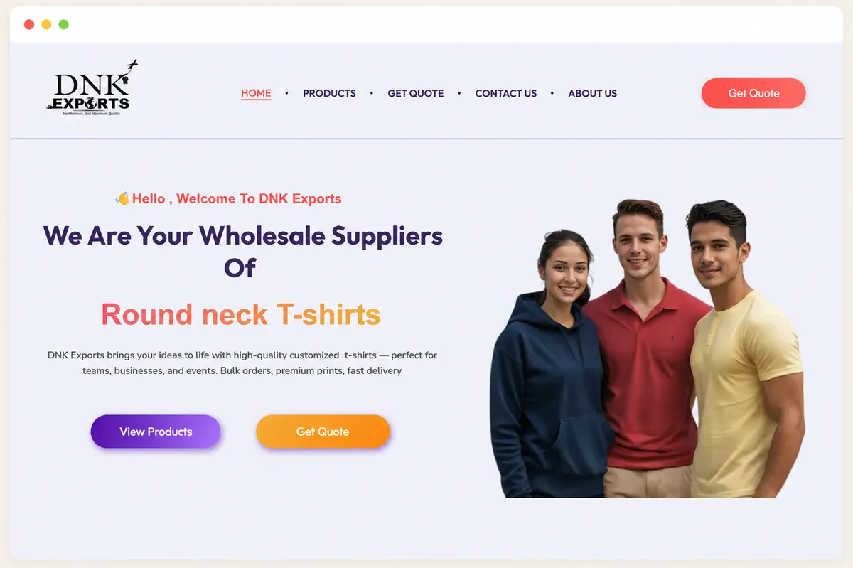 DNK Exports website project by Sparkzen Digital Solutions