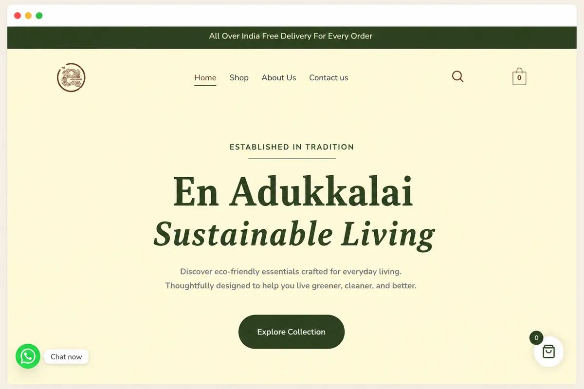En Adukkalai e-commerce website project by Sparkzen Digital Solutions